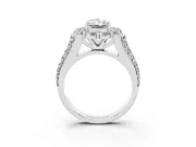 Radiant Cut Large Accent Halo Engagement Ring Setting | Graduated Pavé | Sterling Silver
