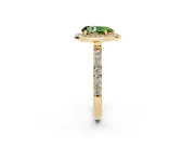 Fancy Green Pear Cut Diamond Halo Ring Set in Yellow gold with Bezel Frame and Pavé Band