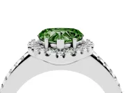 Heart-Shaped Pave Halo Engagement Ring Setting for a Fancy Green Lab-Grown Diamond | Pave Band | Sterling Silver