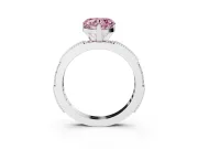 Fancy Pink Heart Cut Diamond Solitaire Ring Set in Platinum with Slim Pavé Band and Prong Setting