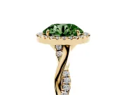 Round Twist Halo Engagement Ring Setting for a Fancy Green Lab-Grown Diamond | Yellow Gold