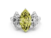 Marquise Three Stone Engagement Ring Setting for a Fancy Yellow Lab-Grown Diamond | Braided Band | Platinum