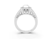Radiant Cut Vintage Milgrain Halo Engagement Ring Setting | Pave Split Shank | White Gold