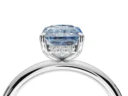 Radiant Cut Hidden Halo Ring Setting for a Fancy Blue Lab-Grown Diamond | White Gold