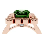 Asscher Cut Milgrain Cluster Halo Engagement Ring Setting for a Fancy Green Lab-Grown Diamond | Plain Band | Rose Gold