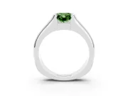 Radiant Cut Half Bezel Engagement Ring Setting for a Fancy Green Lab-Grown Diamond | Wide Band | Sterling Silver