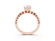 Oval Beaded Solitaire Engagement Ring Setting | Bezel Accents | Rose Gold