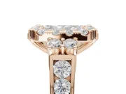 Radiant Cut Halo Side Cluster Engagement Ring Setting | Graduated Channel Band | Rose Gold