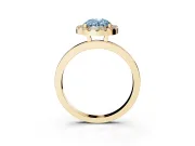 Oval Thin Halo Engagement Ring Setting for a Fancy Blue Lab-Grown Diamond | Plain Polished Band | Yellow Gold