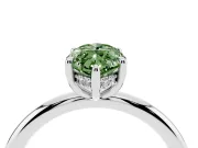 Fancy Green Marquise Cut Diamond Solitaire Ring Set in White gold with Thin Band and Prong Setting