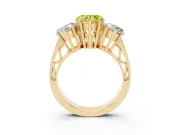 Heart-Shaped Three Stone Engagement Ring Setting for a Fancy Yellow Lab-Grown Diamond | Beaded Shoulders | Yellow Gold