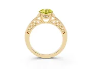 Round Floral Pavé Engagement Ring Setting for a Fancy Yellow Lab-Grown Diamond | Yellow Gold