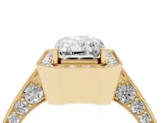 Radiant Cut Vintage Milgrain Halo Engagement Ring Setting | Side Stones and Pave | Yellow Gold