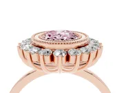 Oval Bezel Halo Engagement Ring Setting for a Fancy Pink Lab-Grown Diamond | Rose Gold