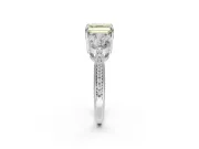 Asscher Cut Three Stone Engagement Ring Setting for a Fancy Yellow Lab-Grown Diamond | Tapered Pave Band | Platinum