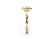 Heart Cut Diamond Halo Twisted Band Ring Set in Yellow gold with Prong Setting