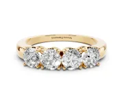 Round Lab-Grown Diamond Four-Stone Wedding Band | Individual Prong Heads | Yellow Gold