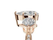 Pear-Shaped Three Stone Engagement Ring Setting | Tapered Pave Band | Rose Gold