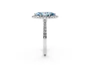 Marquise Halo Engagement Ring Setting for a Fancy Blue Lab-Grown Diamond | Pave Shoulders | White Gold