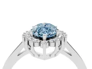 Marquise Scalloped Halo Engagement Ring Setting for a Fancy Blue Lab-Grown Diamond | Sterling Silver