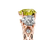 Heart-Shaped Three Stone Engagement Ring Setting for a Fancy Yellow Lab-Grown Diamond | Braided Band | Rose Gold
