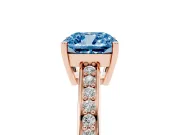 Cushion Cut Pave Solitaire Engagement Ring Setting for a Fancy Blue Lab-Grown Diamond | Accented Basket | Rose Gold