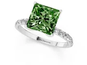 Princess Cut Pave Engagement Ring Setting for a Fancy Green Lab-Grown Diamond | Slim Band | Platinum