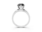 Fancy Black Round Cut Diamond Solitaire Engagement Ring Set in White gold with Slim Tapered Solitaire Band