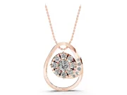 Round Lab-Grown Diamond Cluster Teardrop Pendant Necklace | Accent Arc | Rose Gold