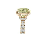 Round Hidden Halo Engagement Ring Setting for a Fancy Yellow Lab-Grown Diamond | Pavé Band | Yellow Gold