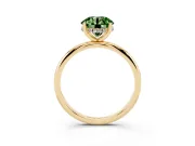 Fancy Green Round Cut Diamond Solitaire Engagement Ring Set in Yellow gold with Prong Setting and Polished Band