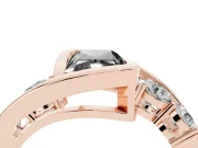 Fancy Black Radiant Cut Diamond Bezel Bypass Ring Set in Rose gold with Round Accents