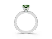 Round Vintage Pavé Engagement Ring Setting for a Fancy Green Lab-Grown Diamond | Platinum