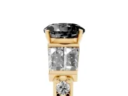 Round Channel Set Baguette Engagement Ring Setting for a Black Center | Yellow Gold