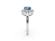 Princess Cut Graduated Milgrain Halo Engagement Ring Setting for a Fancy Blue Lab-Grown Diamond | Sterling Silver