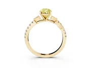 Pear-Shaped Leaf Pavé Engagement Ring Setting for a Fancy Yellow Lab-Grown Diamond | Yellow Gold