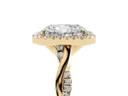 Radiant Cut Halo Engagement Ring Setting | Pavé Twist Band | Yellow Gold