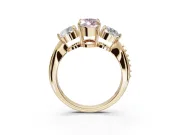 Marquise Three Stone Engagement Ring Setting for a Fancy Pink Lab-Grown Diamond | Tapered Pave Band | Yellow Gold