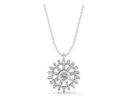 Round Lab-Grown Diamond Bezel Snowflake Pendant Necklace | Pavé Arms | Sterling Silver