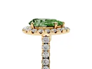 Pear-Shaped Halo Engagement Ring Setting for a Fancy Green Lab-Grown Diamond | Pave Shoulders | Yellow Gold
