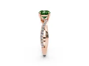 Fancy Green Cushion Cut Diamond Twist Band Solitaire Set in Rose gold with Pavé Accents and Prong Setting