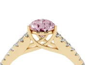 Pear-Shaped Graduated Split Shank Engagement Ring Setting for a Fancy Pink Lab-Grown Diamond | Yellow Gold