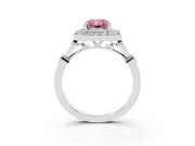 Radiant Cut Vintage Halo Engagement Ring Setting for a Fancy Pink Lab-Grown Diamond | Bezel Station Shoulders | Platinum