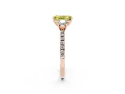 Emerald Cut Three Stone Engagement Ring Setting for a Fancy Yellow Lab-Grown Diamond | Pave Shoulders | Rose Gold