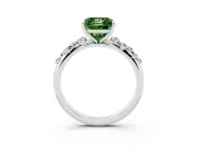 Fancy Green Princess Cut Diamond Cluster Solitaire Ring Set in Platinum with Prong Setting