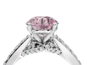 Round Pavé Engagement Ring Setting for a Fancy Pink Lab-Grown Diamond | Crossover Gallery | Platinum