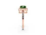 Princess Cut Halo Engagement Ring Setting for a Fancy Green Lab-Grown Diamond | Shared Prong Pavé Band | Rose Gold