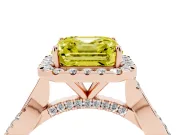 Asscher Cut Twist Halo Engagement Ring Setting for a Fancy Yellow Lab-Grown Diamond | Rose Gold