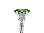 Fancy Green Oval Cut Diamond Solitaire Ring Set in Platinum with Twisted Band and Bead Prong Setting