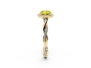 Cushion Cut Twist Halo Engagement Ring Setting for a Fancy Yellow Lab-Grown Diamond | Yellow Gold